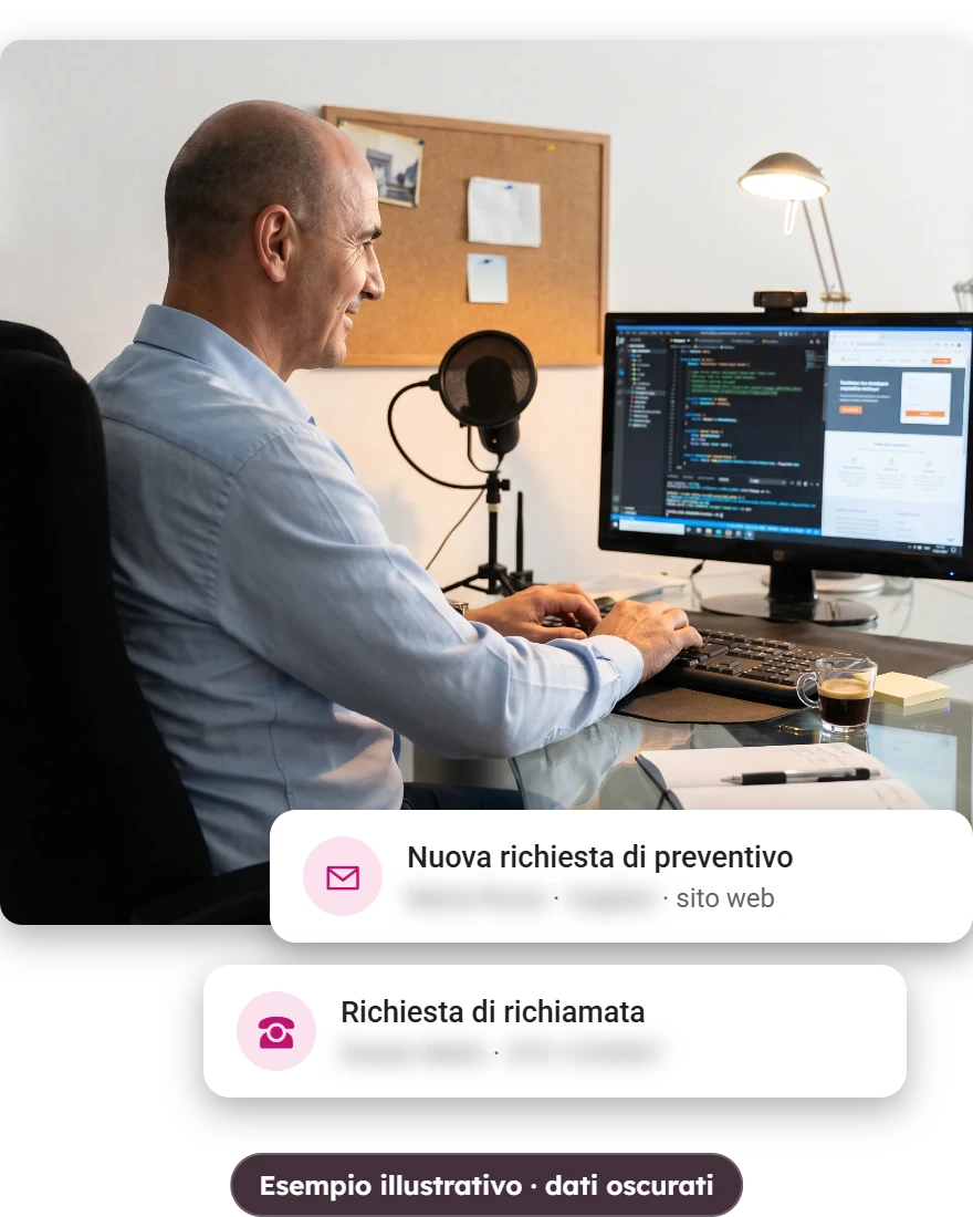 Roberto Ebau al lavoro, con esempi di richieste ricevute a dati oscurati